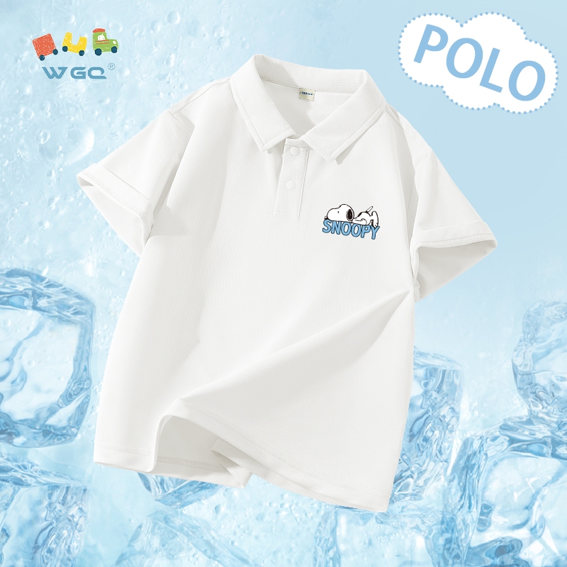 W.G.Q  Bé Trai Tay Ngắn POLO, Thoáng Khí Hút Mồ Hôi Đàn Hồi, Mùa Hè Phong Cách Mới Có In Hình