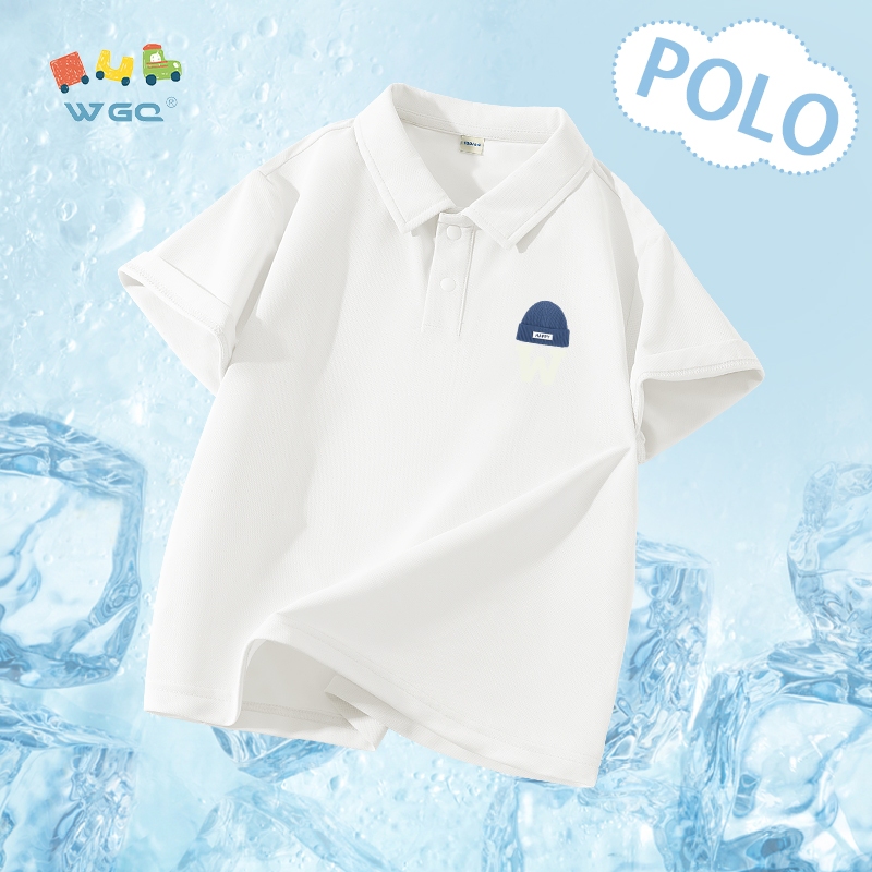 W.G.Q  Bé Trai Tay Ngắn POLO, Thoáng Khí Hút Mồ Hôi Đàn Hồi, Mùa Hè Phong Cách Mới Có In Hình