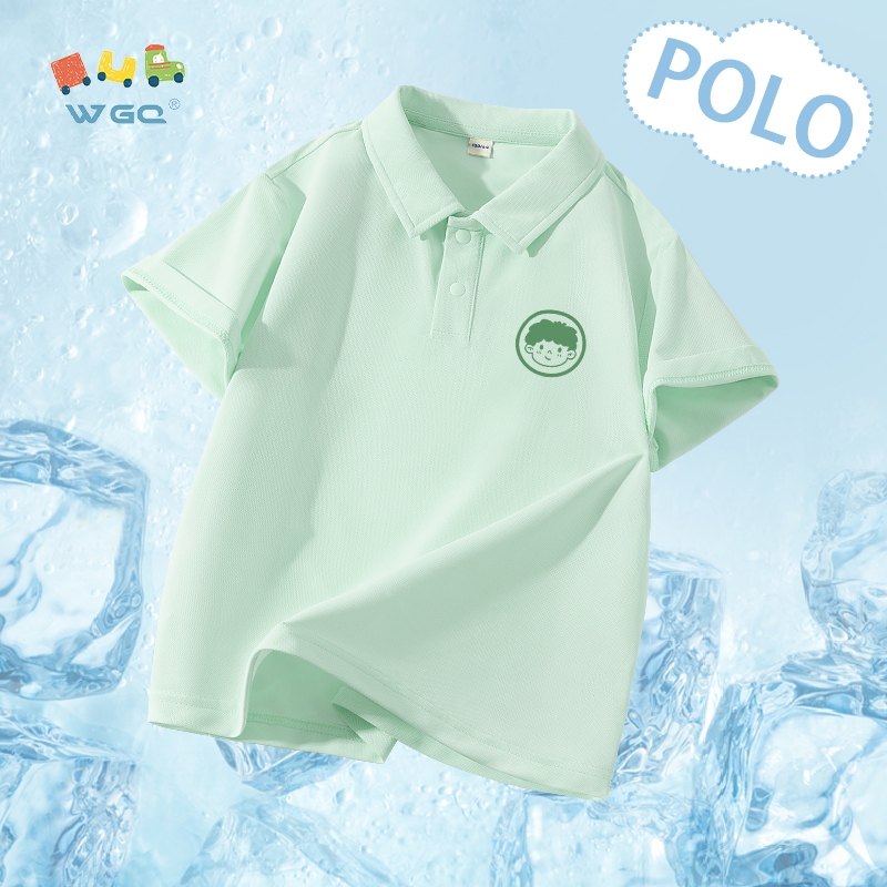 W.G.Q POLO ngắn tay cho bé trai / bé gái, đàn hồi thấm mồ hôi thoáng khí, phong cách mới mùa hè với