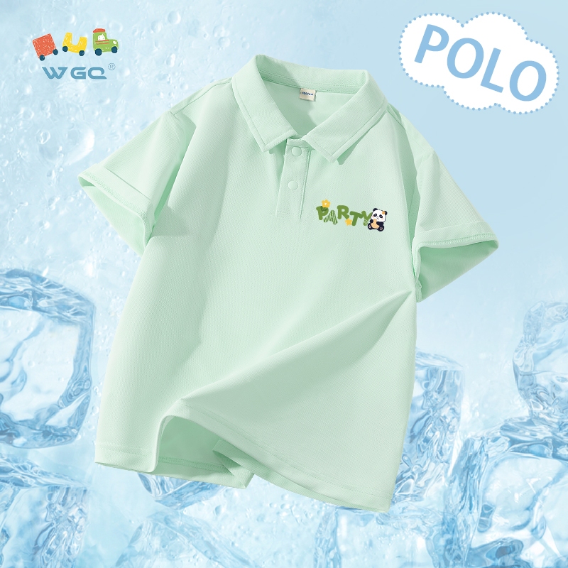 W.G.Q POLO ngắn tay cho bé trai / bé gái, đàn hồi thấm mồ hôi thoáng khí, phong cách mới mùa hè với