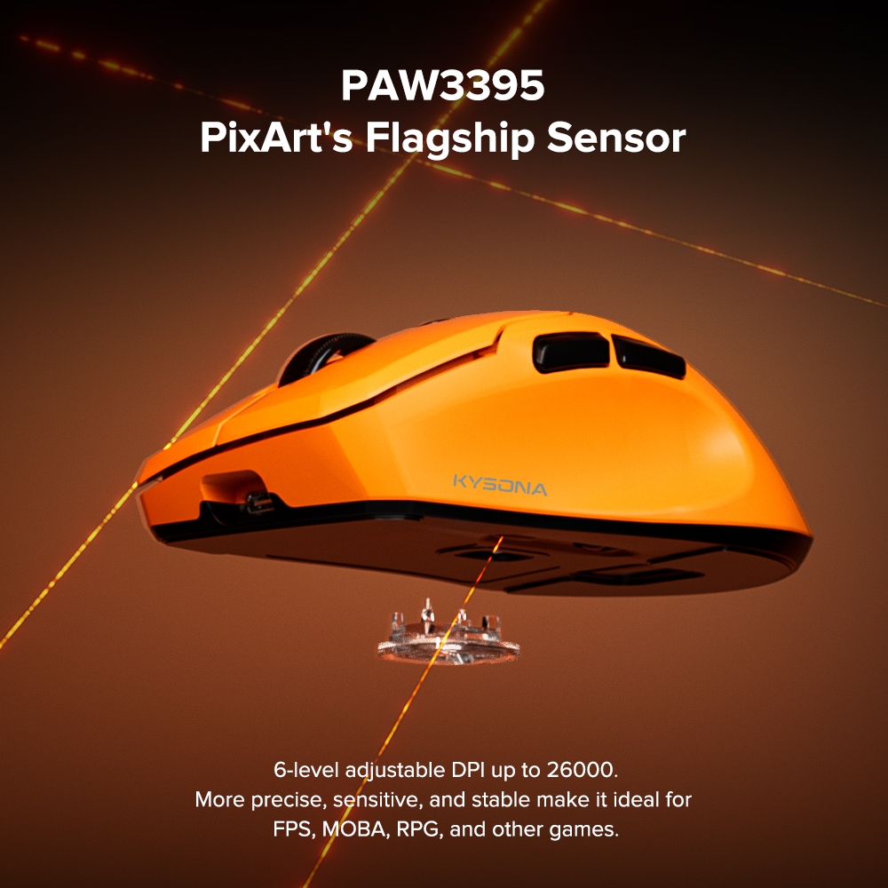 Chuột chơi game không dây KYSONA URANUS PRO 8K Hz PAW3395 Siêu nhẹ 54g Chuột phủ cảm giác băng | BigBuy360 - bigbuy360.vn