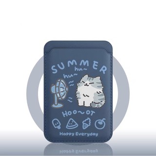 Hộp đựng thẻ ví họa tiết mèo quạt dễ thương cho iPhone 13 12promax15pro 15promax 14 14promax 14 Pro 16 16plus 16 Pro Max 11