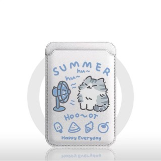Hộp đựng thẻ ví họa tiết mèo quạt dễ thương cho iPhone 13 12promax15pro 15promax 14 14promax 14 Pro 16 16plus 16 Pro Max 11