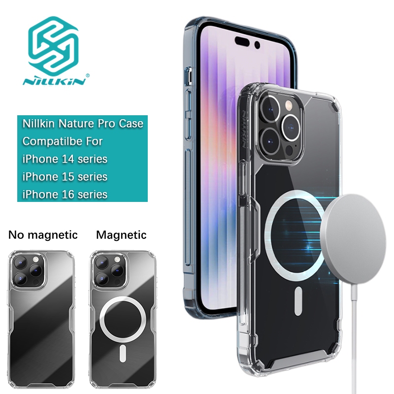 Nillkin Cho Apple iPhone 16 Pro Max / 16 Plus / 15 Pro Max / 15 Plus / 14 Pro Max Nature TPU Pro Từ Ốp Lưng PC TPU Trong Suốt Ốp lưng Chống Sốc Vỏ Bảo Vệ