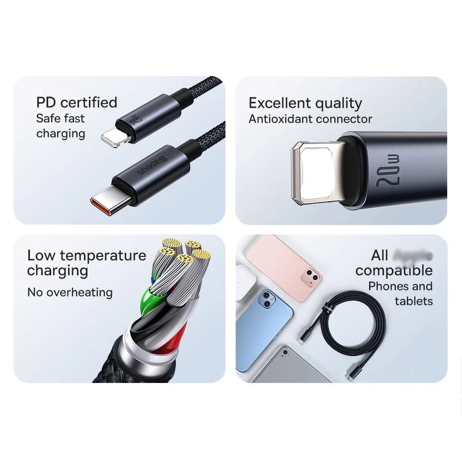 Dây cáp sạc nhanh BASEUS PD 20W USB-C thích hợp cho Phone