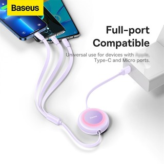 Cáp sạc BASEUS 3.5A 3 trong 1 Micro + Type C + L hỗ trợ truyền dữ liệu có thể thu lại tiện dụng