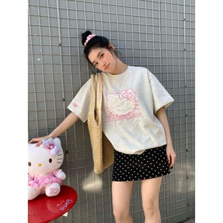 [100% Cotton Tee] Áo thun ngắn tay Oversize Nữ Baggy Loose Top Nữ Độc đáo Ootd 2025 Lives