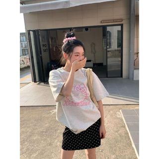 [100% Cotton Tee] Áo thun ngắn tay Oversize Nữ Baggy Loose Top Nữ Độc đáo Ootd 2025 Lives