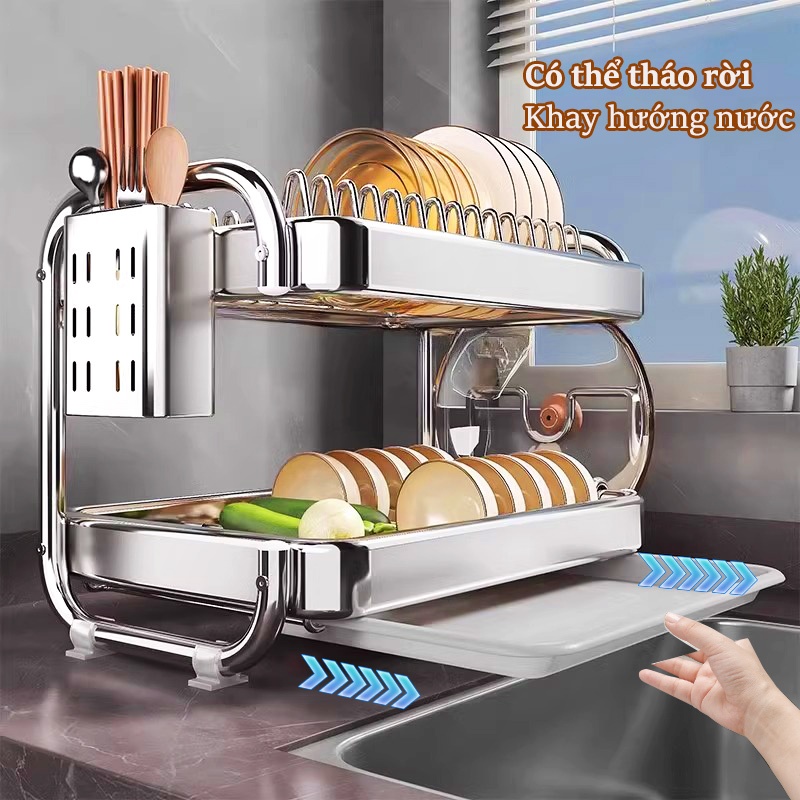 Cambond Kệ bát đĩa 2/3 lớp, thép không gỉ 304, thoát nước, tổ chức bếp