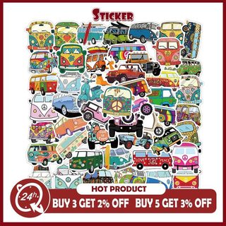 Bộ 50 Hippies Phong Cách Xe Buýt Hoạt Hình Dán DIY Xe Thân Cây Đàn Guitar Laptop Chống Thấm Nước Dễ Thương Dán