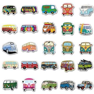 Bộ 50 Hippies Phong Cách Xe Buýt Hoạt Hình Dán DIY Xe Thân Cây Đàn Guitar Laptop Chống Thấm Nước Dễ Thương Dán