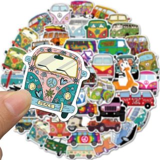 Bộ 50 Hippies Phong Cách Xe Buýt Hoạt Hình Dán DIY Xe Thân Cây Đàn Guitar Laptop Chống Thấm Nước Dễ Thương Dán