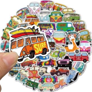Bộ 50 Hippies Phong Cách Xe Buýt Hoạt Hình Dán DIY Xe Thân Cây Đàn Guitar Laptop Chống Thấm Nước Dễ Thương Dán