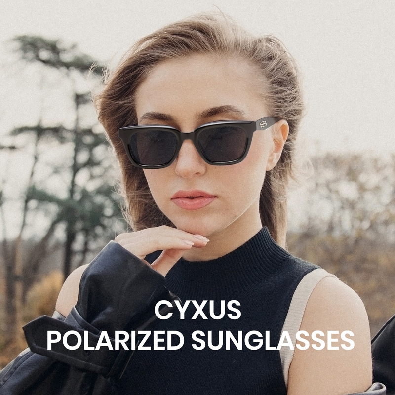 Cyxus Kính Mát Nữ Y2K Phân Cực UV400 Gọng Vuông TR90 Thời Trang Chống Lóa Lái Xe Đi Biển Phong Cách Retro P1582