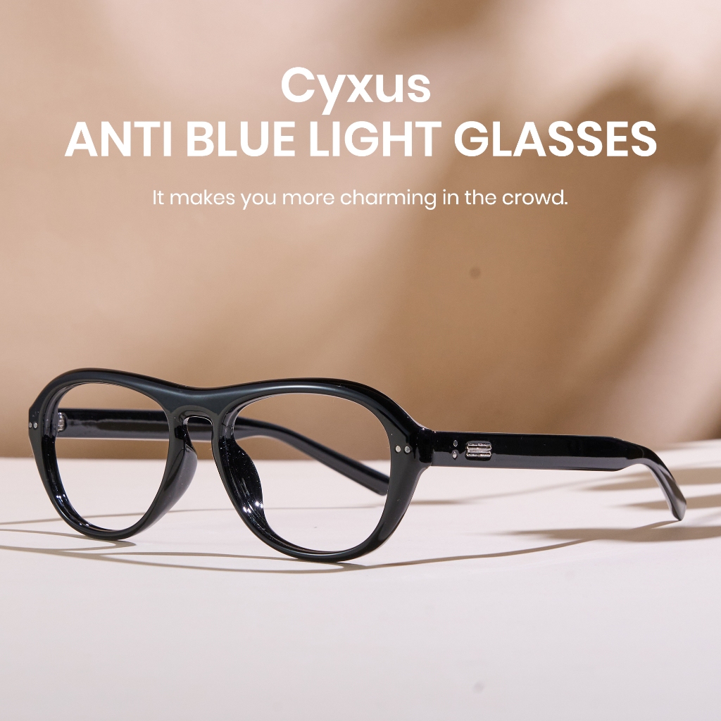 Cyxus Kính Nữ Retro Thời Trang Chống Ánh Sáng Xanh Gọng Oval Bảo Vệ Mắt Giảm Căng Thẳng Thị Giác 8236