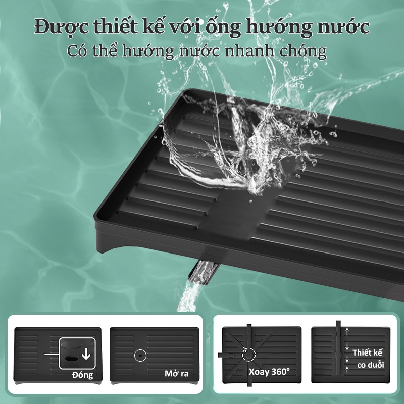 Cambond Kệ bát đĩa thoát nước có khay, giá để bát đĩa cốc có thể điều chỉnh, tổ chức mặt bàn nhà bếp