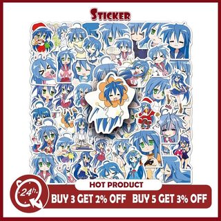 Bộ 50 Izumi Konata Dán Anime Decal DIY Tủ Lạnh Hành Lý Laptop Điện Thoại Đàn Guitar Dễ Thương Miếng Dán