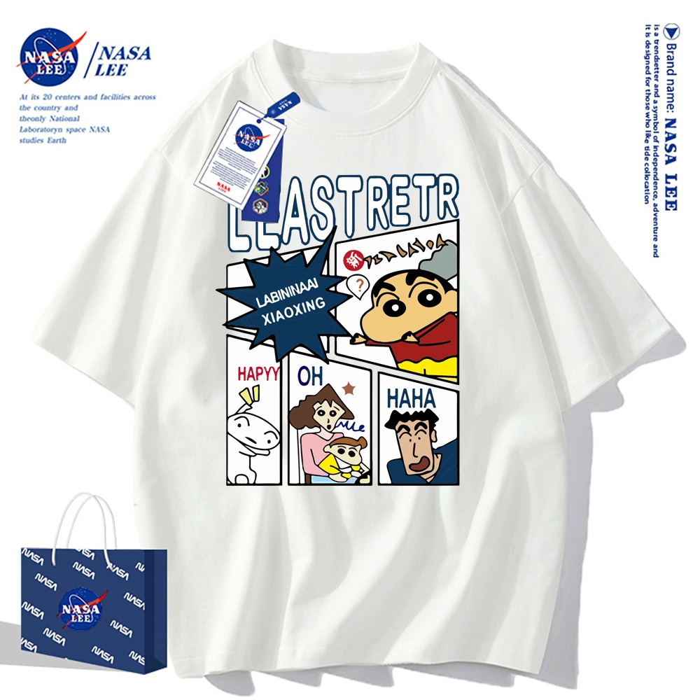 Áo thun ngắn tay NASA - Họa tiết Shin-chan, cotton, phù hợp cho cả nam và nữ