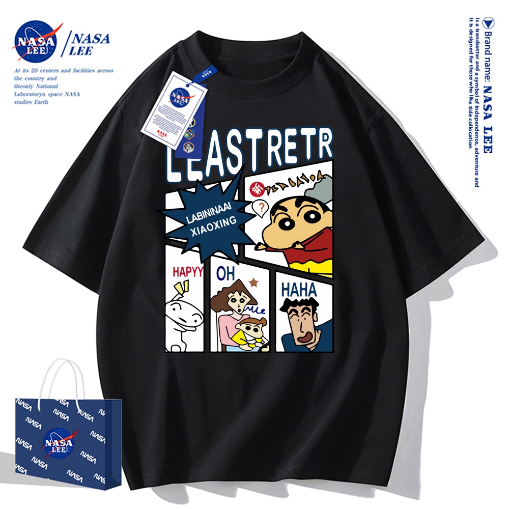 Áo thun ngắn tay NASA - Họa tiết Shin-chan, cotton, phù hợp cho cả nam và nữ