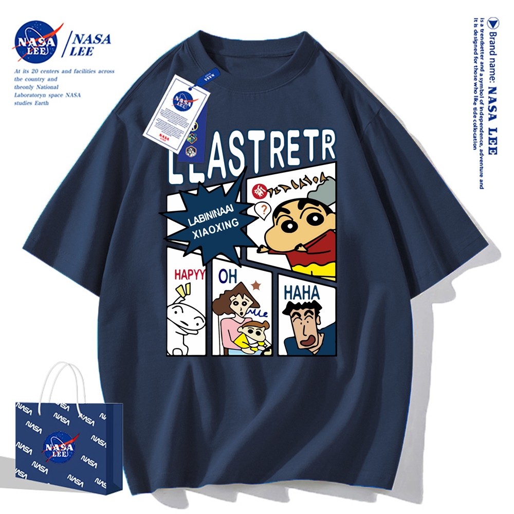 Áo thun ngắn tay NASA - Họa tiết Shin-chan, cotton, phù hợp cho cả nam và nữ