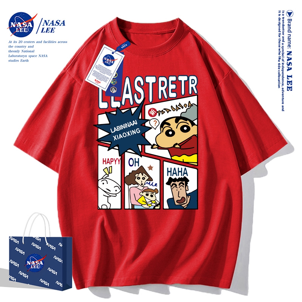 Áo thun ngắn tay NASA - Họa tiết Shin-chan, cotton, phù hợp cho cả nam và nữ
