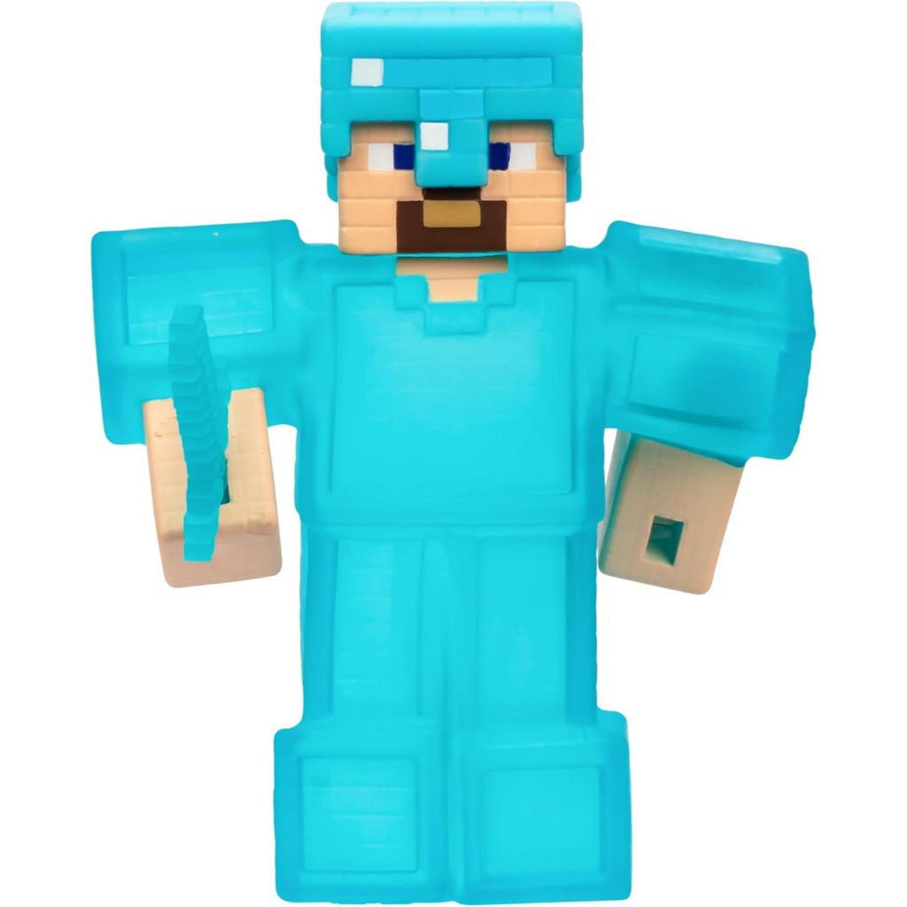 Heroes of Goo Jit Zu Minecraft Nhân vật co giãn, Steve với Giáp kim cương & Thanh kiếm, Super Squishy Goo lấp đầy với mảnh kim cương ẩn bên trong nhân vật hành động