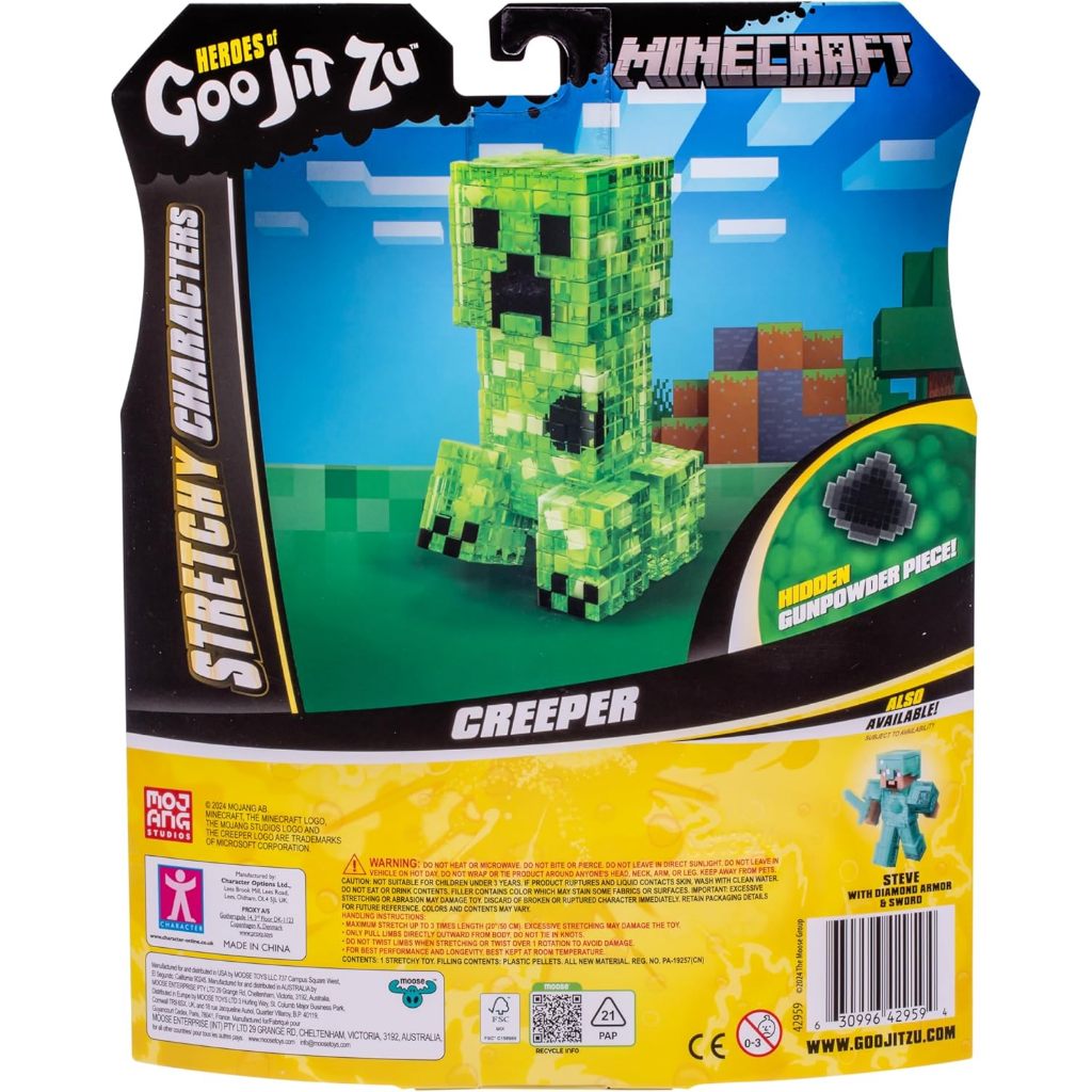 Heroes of Goo Jit Zu Minecraft Nhân vật co giãn, Creeper, Super Crunchy Goo lấp đầy với mảnh thuốc súng ẩn bên trong, kéo dài anh ta gấp 3 lần kích thước của anh ta