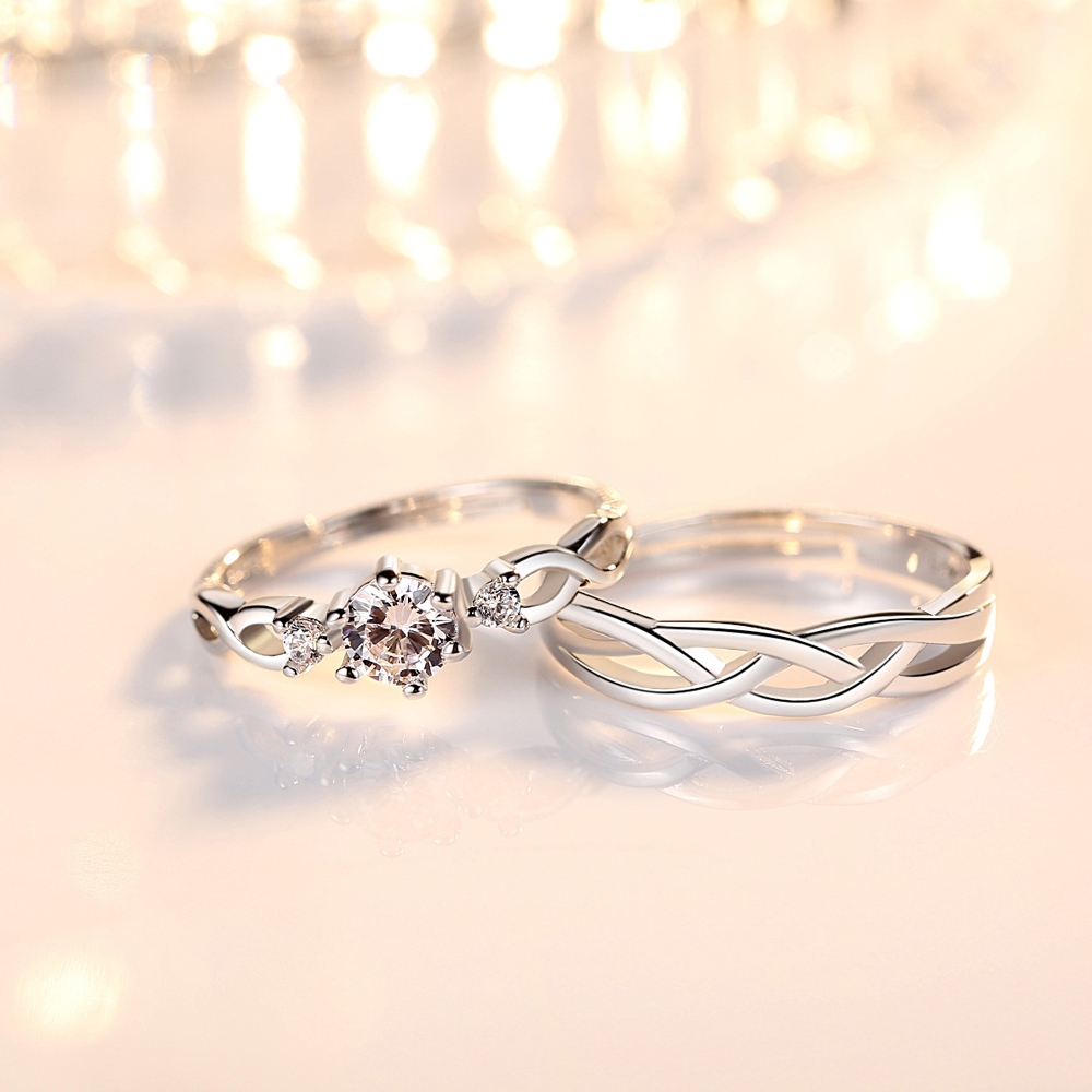 Nhẫn đính đá zircon Hàn Quốc dành cho nam và nữ