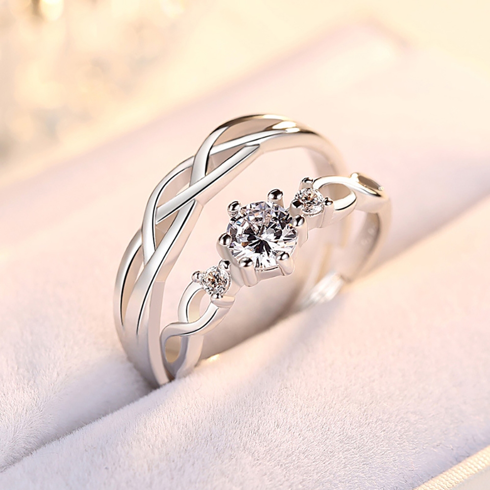 Nhẫn đính đá zircon Hàn Quốc dành cho nam và nữ
