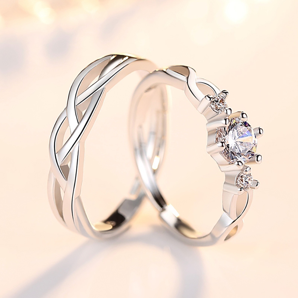Nhẫn đính đá zircon Hàn Quốc dành cho nam và nữ