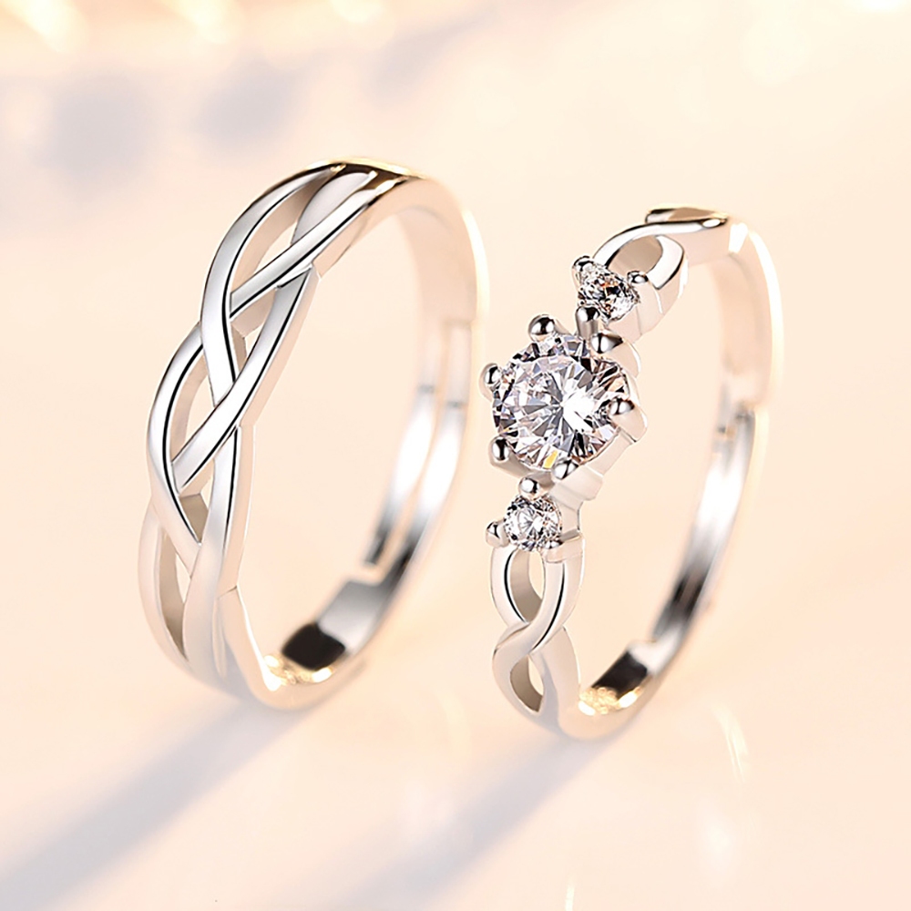 Nhẫn đính đá zircon Hàn Quốc dành cho nam và nữ