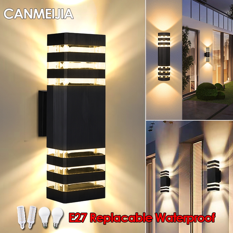 Đèn tường Led E27 Đèn tường ngoài trời Bóng đèn có thể thay thế Đèn treo tường cho phòng ngủ Phòng khách Đèn cầu thang Sân chiếu sáng cổng sân vườn
