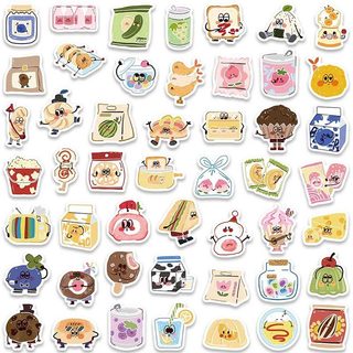 100 Chiếc Kawaii Thực Phẩm Dán DIY Ván Trượt Tủ Lạnh Laptop Hoạt Hình Miếng Dán Chống Thấm Nước