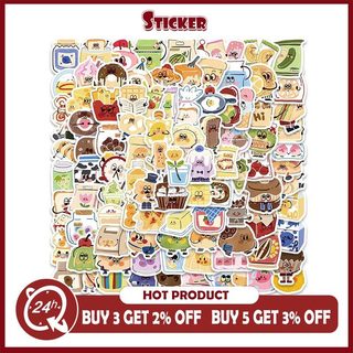 100 Chiếc Kawaii Thực Phẩm Dán DIY Ván Trượt Tủ Lạnh Laptop Hoạt Hình Miếng Dán Chống Thấm Nước