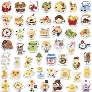 100 Chiếc Kawaii Thực Phẩm Dán DIY Ván Trượt Tủ Lạnh Laptop Hoạt Hình Miếng Dán Chống Thấm Nước