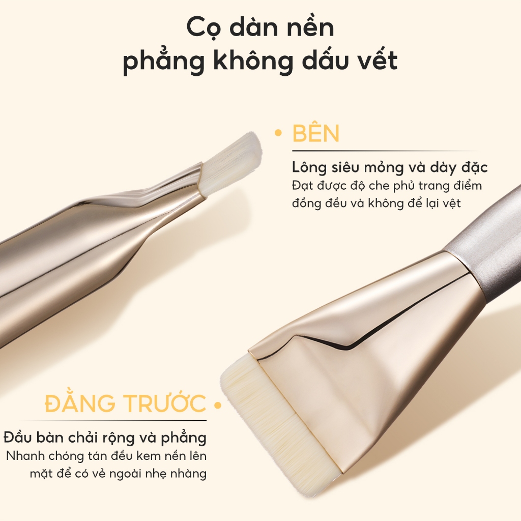 FelinWel - Cọ Tán Nền Dẹt Phẳng, Dàn Nền Siêu Mỏng Đều Hoàn Hảo, Lông Tổng Hợp Thuần Chay Không Rụng Lông
