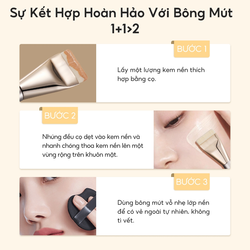 FelinWel - Cọ Tán Nền Dẹt Phẳng, Dàn Nền Siêu Mỏng Đều Hoàn Hảo, Lông Tổng Hợp Thuần Chay Không Rụng Lông
