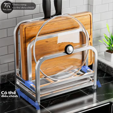 Kệ để dao thớt, giá đỡ nắp nồi thép chống gỉ, kệ để dao kéo nhà bếp, giá để dao thớt, giá để nắp nồi, để vung thớt, nắp nồi, kệ đựng có khay hứng nước thừa