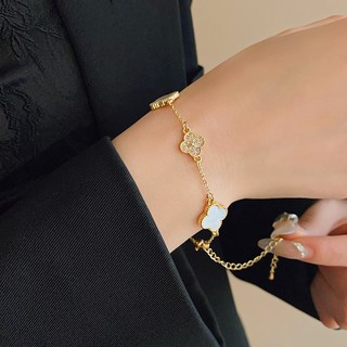 Vòng tay cỏ bốn lá vàng thiết kế đơn giản dành cho nữ