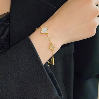Vòng tay cỏ bốn lá vàng thiết kế đơn giản dành cho nữ