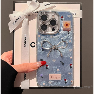 Phim Bảo Vệ Ống Kính Lấp Lánh 3D Nơ Hồng Xanh Hoa Wrsit Dây Xích Ốp Lưng Điện Thoại iPhone 16 Pro Max 11 12 13 14 15 Promax 17Promax Nữ Điện Thoại Di Động