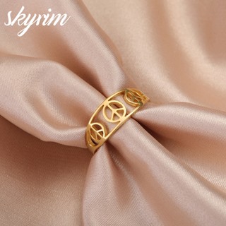 Nhẫn nữ SKYRIM Thiết kế biểu tượng hòa bình Trang sức bằng thép không gỉ titan