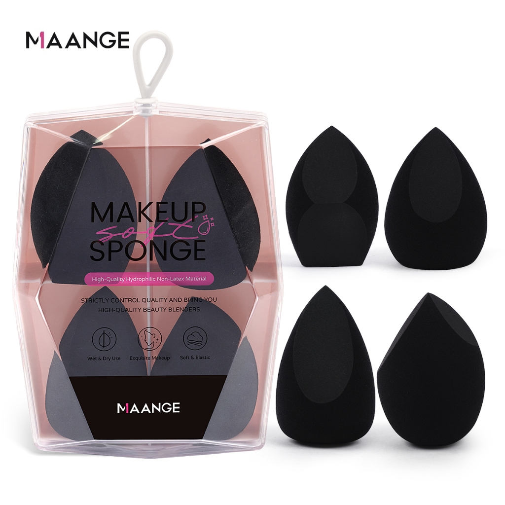 MAANGE Bộ 4 mút trang điểm đa năng, nhiều hình dạng bông phấn ướt và khô kèm hộp 52463