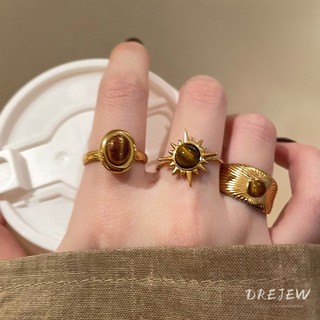 DREJEW Maill hình bầu dục mở nhẫn nữ thích hợp thiết kế đơn giản cảm giác ngón trỏ nhẫn mọi thứ với khí chất nhẹ trang sức tay sang trọng bán buôn