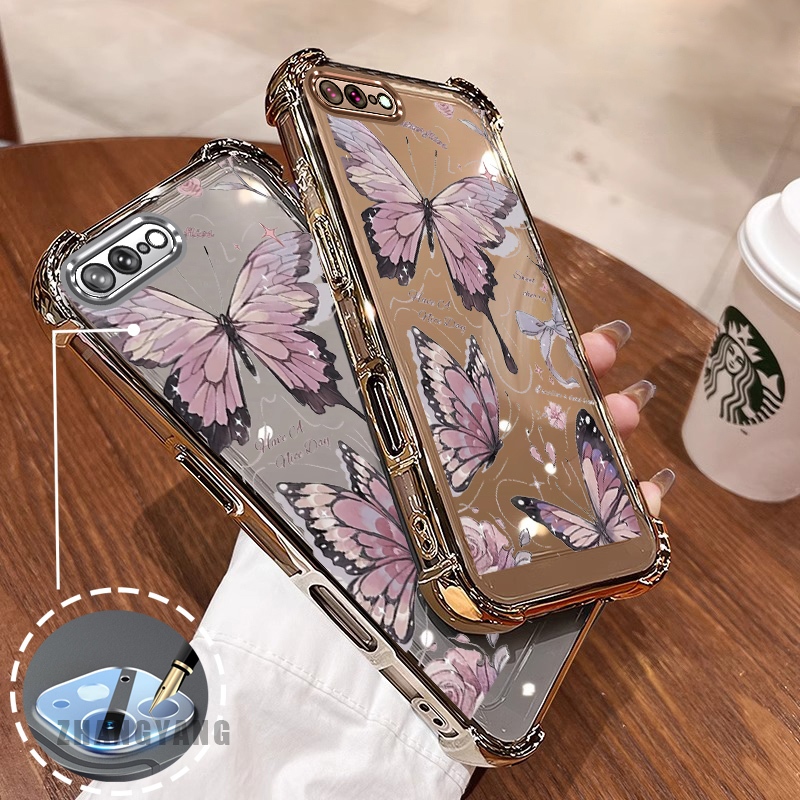 Ốp Lưng Cho iPhone 7 Plus iPhone 8 Plus Mạ Điện Thẩm Mỹ Bốn Góc Chống Rơi Vỏ Điện Thoại Với Mực In Hình Họa Tiết Bướm Hoạt Hình TPU Mềm