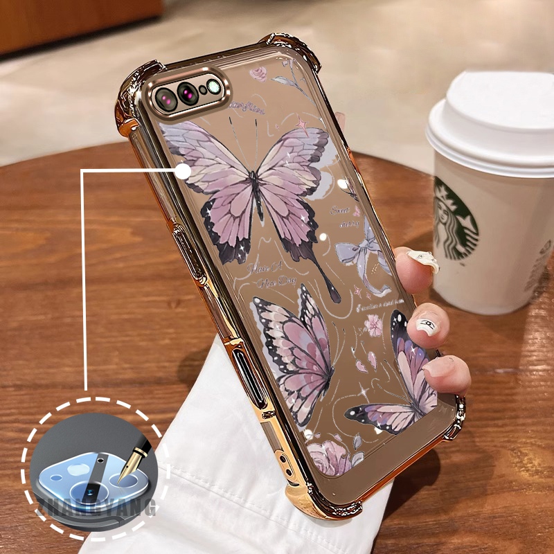 Ốp Lưng Cho iPhone 7 Plus iPhone 8 Plus Mạ Điện Thẩm Mỹ Bốn Góc Chống Rơi Vỏ Điện Thoại Với Mực In Hình Họa Tiết Bướm Hoạt Hình TPU Mềm