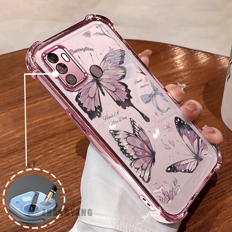 Ốp Lưng Cho OPPO A53 2020 A33 Ốp Điện Thoại Chống Rơi Bốn Góc Thẩm Mỹ Mạ Điện Có Yếu Tố Mực In Trên Hoạt Hình Họa Tiết Bướm TPU Mềm