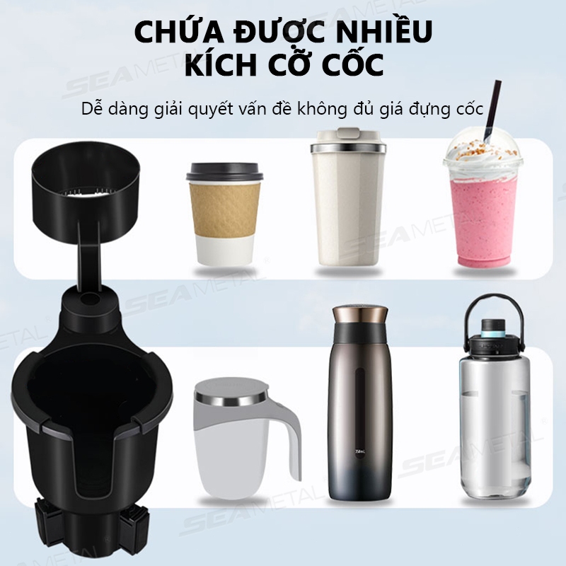 Giá Đỡ Cốc Ô Tô 4 Trong 1 SEAMETAL Kệ Đựng Bình Nước Có Thể Điều Chỉnh Xoay 360 Độ Chống Rung Cho Xe Hơi