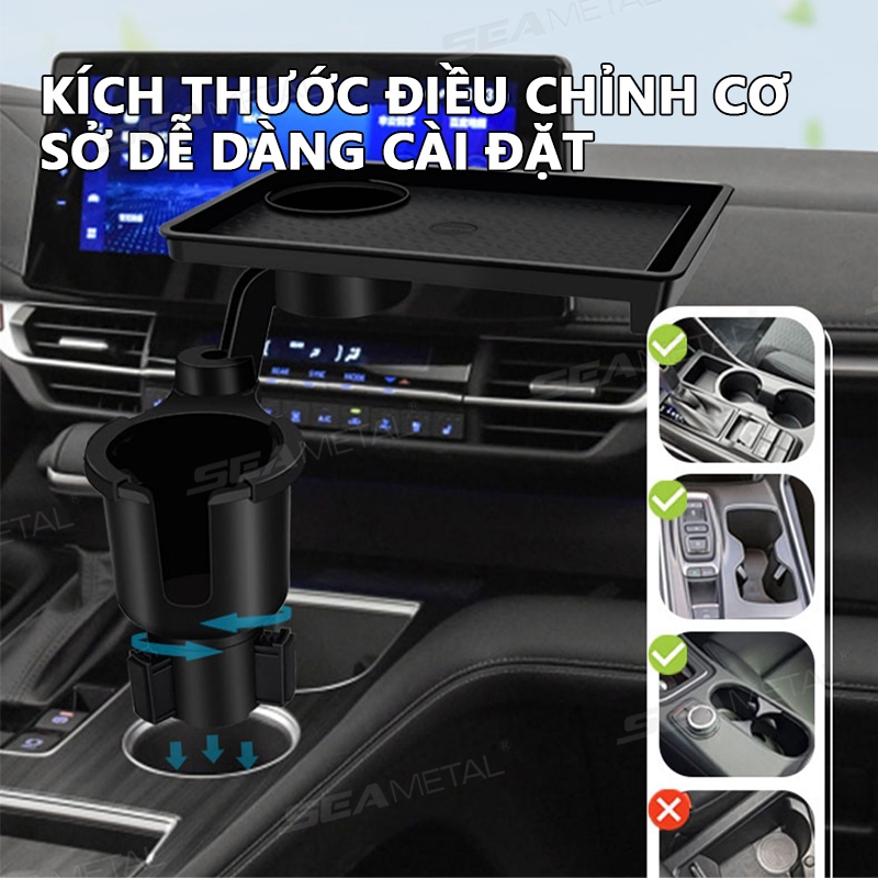 Giá Đỡ Cốc Ô Tô 4 Trong 1 SEAMETAL Kệ Đựng Bình Nước Có Thể Điều Chỉnh Xoay 360 Độ Chống Rung Cho Xe Hơi
