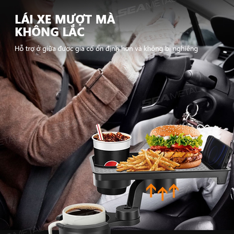Giá Đỡ Cốc Ô Tô 4 Trong 1 SEAMETAL Kệ Đựng Bình Nước Có Thể Điều Chỉnh Xoay 360 Độ Chống Rung Cho Xe Hơi